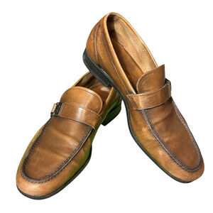 Salvatore Ferragamo Mens Natural Brown Leather Monk Strap Buckle Loafers 7.5 EE
